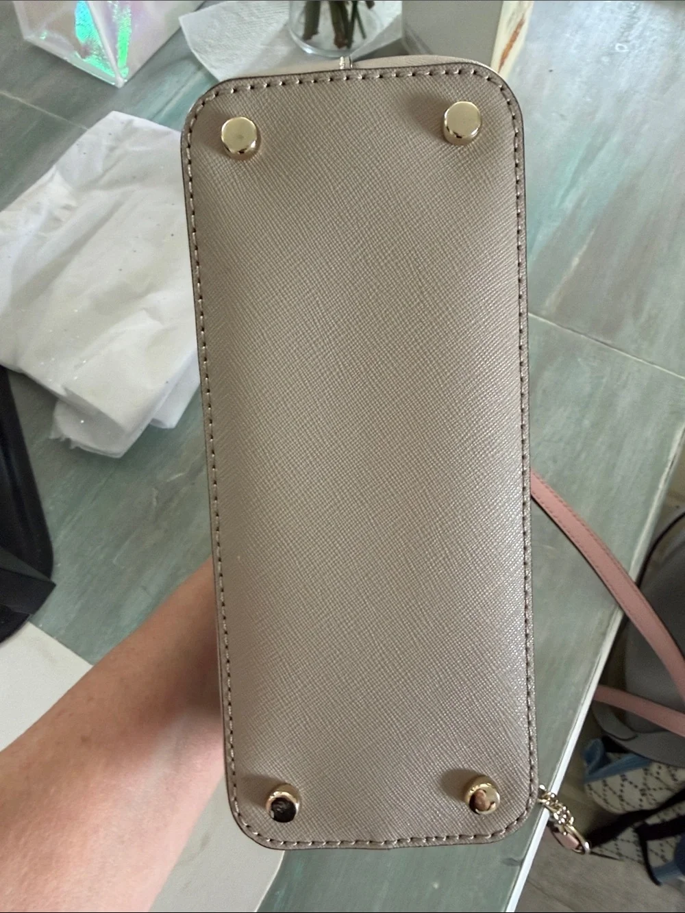 Kate Spade - Pink and Taupe Two-Tone Saffiano Satchel